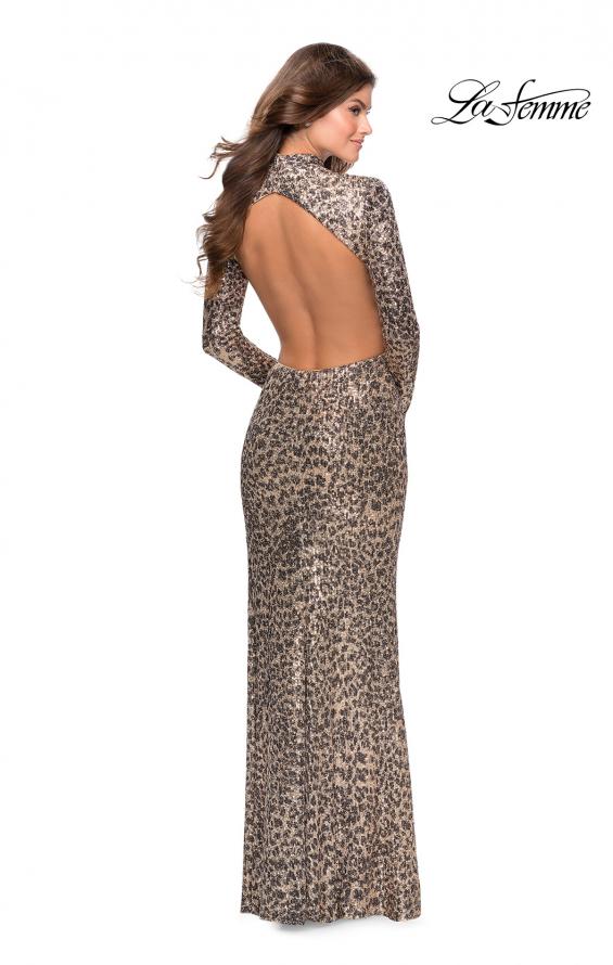 Picture of: Long Sleeve Sequin Leopard Print Dress with Cutouts in Leopard, Style: 28667, Detail Picture 2
