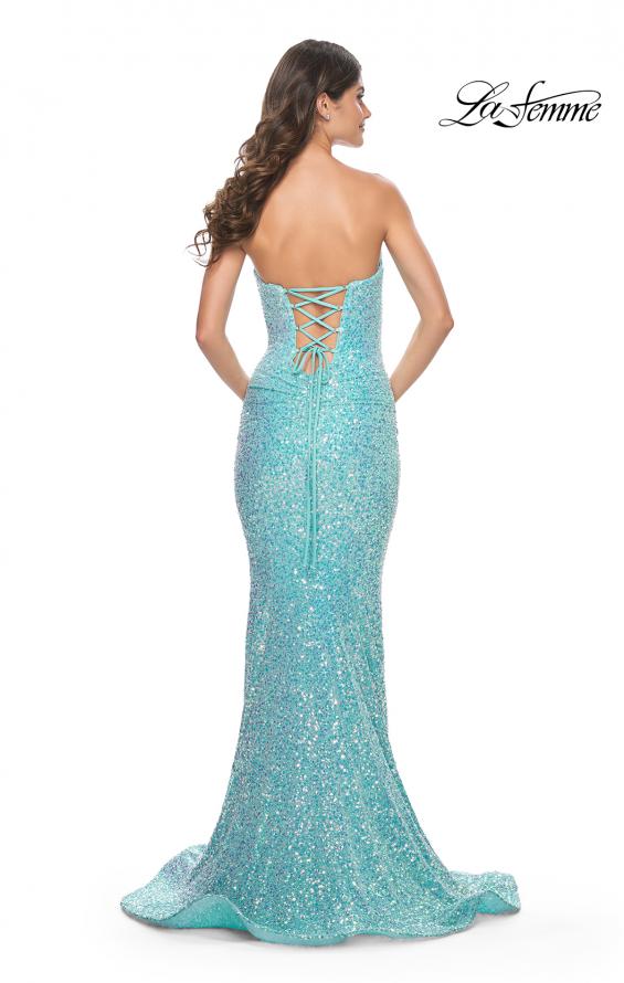 Picture of: Strapless Sweetheart Mermaid Sequin Prom Gown in Light Aqua, Style: 32092, Back Picture