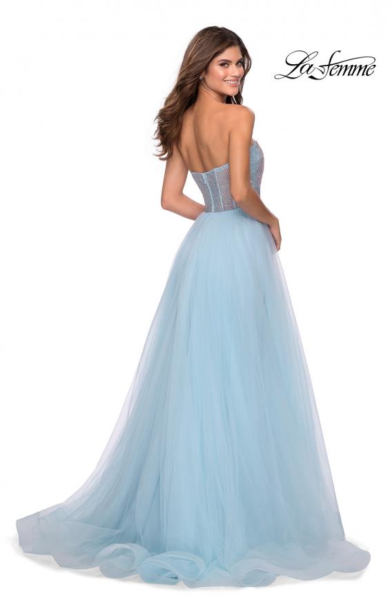 Picture of: Tulle A-line Ball Gown with Net Beaded Bodice in Light Blue, Style: 28559, Back Picture
