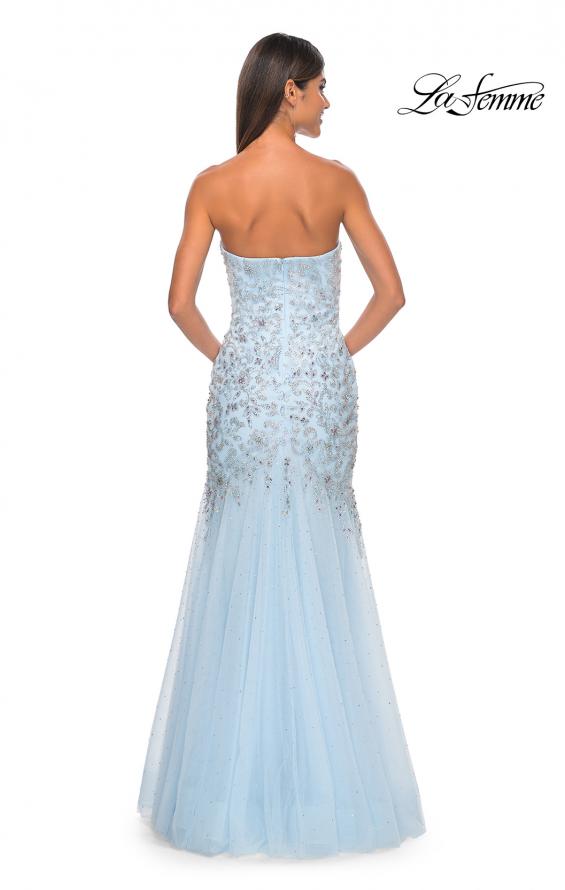 Picture of: Rhinestone and Beaded Print Mermaid Prom Gown with Sweetheart Neck in Light Blue, Style: 32197, Detail Picture 5