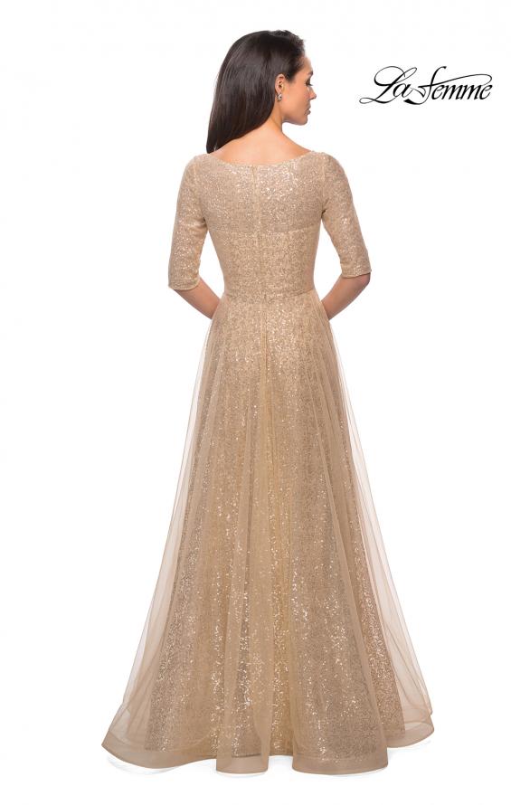 Picture of: Fully Sequined Floor Length Gown with Pockets in Light Gold, Style: 27016, Detail Picture 4