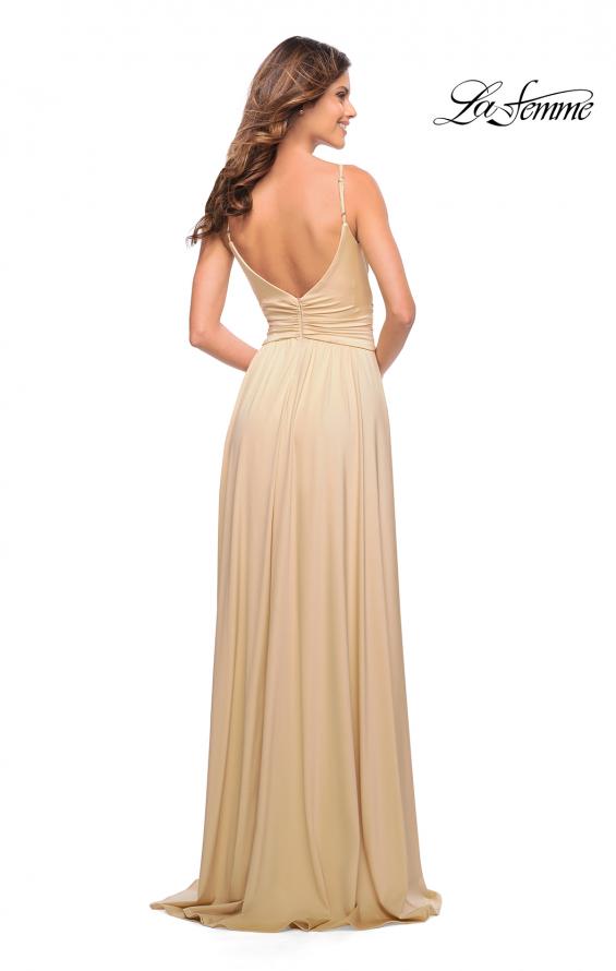 Picture of: Elegant Criss-Cross Ruched Bodice Jersey Dress in Light Gold, Style: 30571, Detail Picture 10