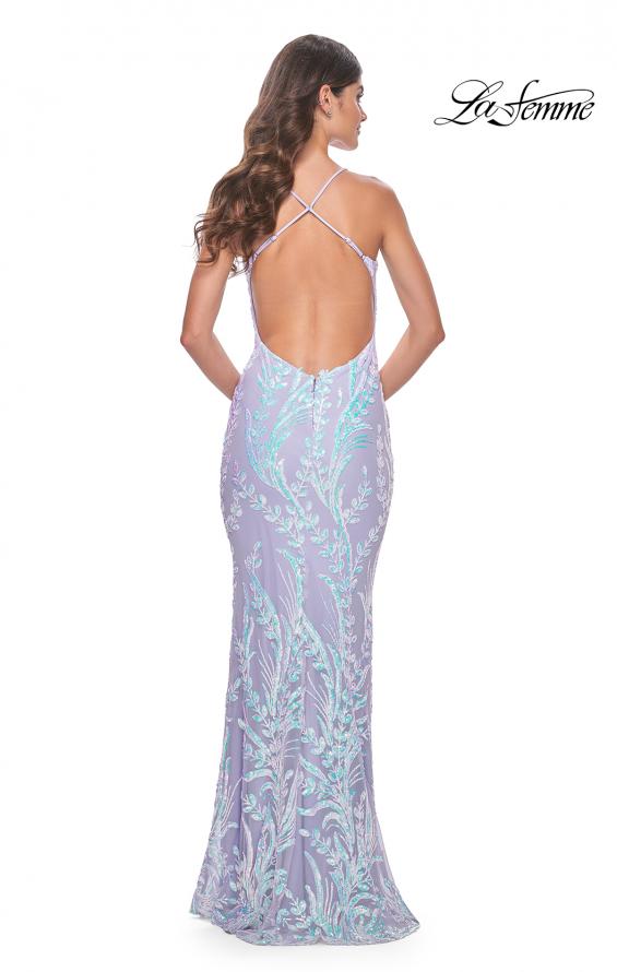 Picture of: Fitted Print Sequin Pastel Prom Dress in Light Periwinkle, Style: 31944, Detail Picture 8