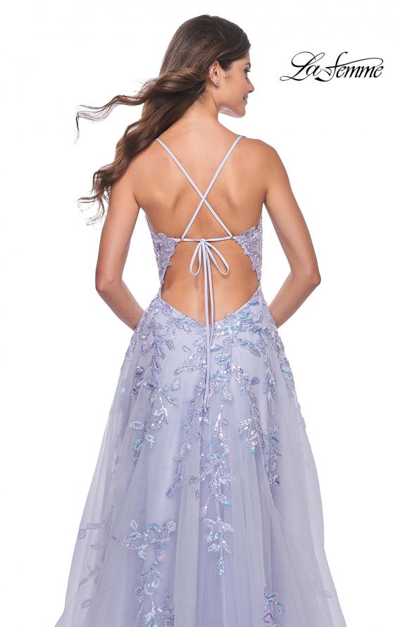 Picture of: Gorgeous Pastel Sequin Beaded Floral A-Line Tulle Dress in Light Periwinkle, Style: 32349, Detail Picture 3