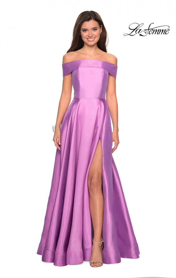 Picture of: Long Off The Shoulder Gown with Pockets in Light Purple, Style: 27005, Detail Picture 1
