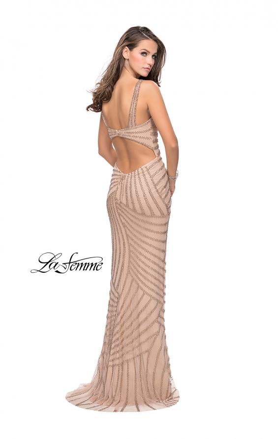 Picture of: Metallic Beaded Prom Dress with Sweetheart Neckline in Light Gold, Style: 25873, Back Picture