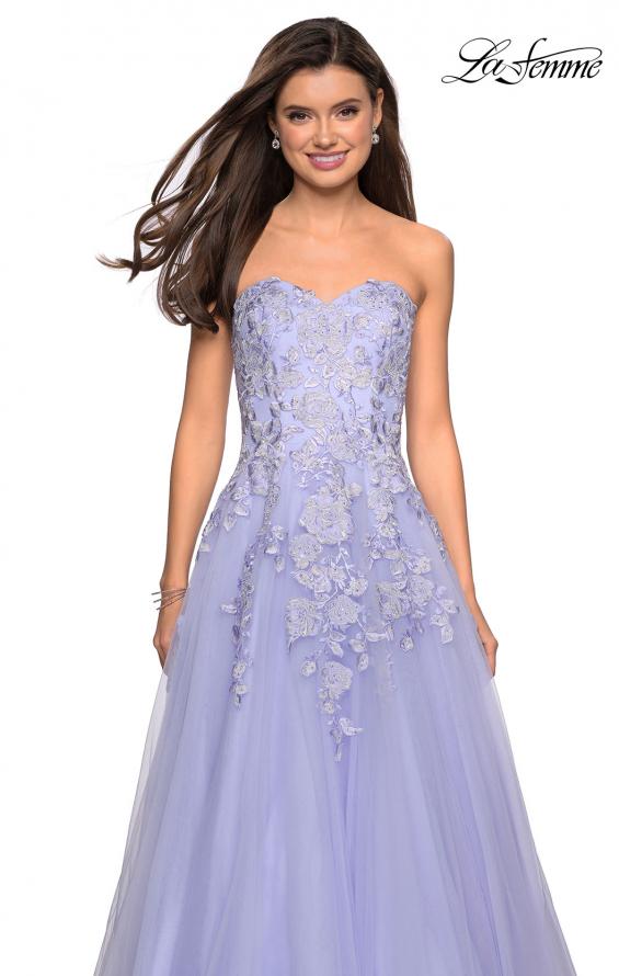 Picture of: Lace Bodice Tulle Prom Dress with Sweetheart Neckline in Lilac Mist, Style: 27508, Detail Picture 4