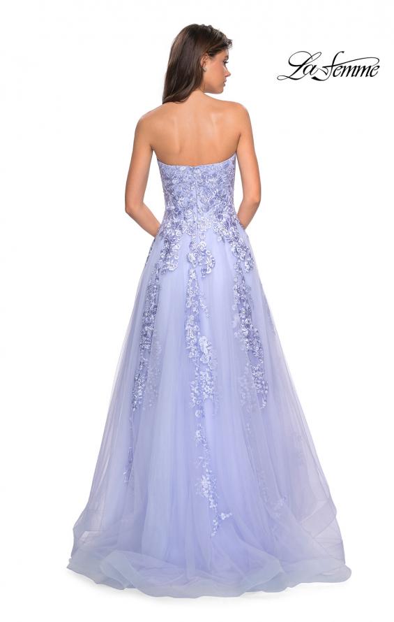 Picture of: Strapless Tulle Prom Dress with Lace Appliques in Lilac Mist, Style: 27269, Detail Picture 5