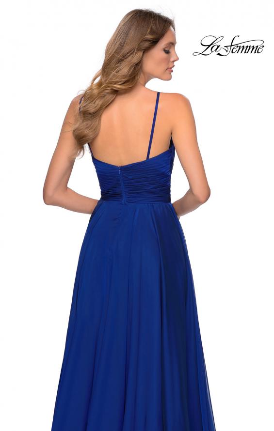 Picture of: Chiffon Prom Dress with Pleated Bodice and Pockets in Marine Blue, Style: 28611, Detail Picture 6