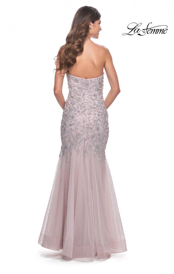 Picture of: Rhinestone and Beaded Print Mermaid Prom Gown with Sweetheart Neck in Mauve, Style: 32197, Detail Picture 7
