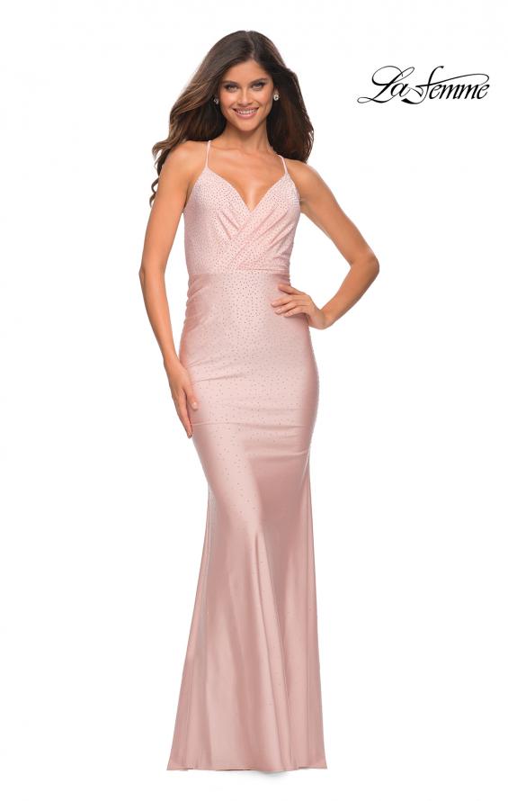 Picture of: Sparkling Pastel Jersey Gown with Open Back in Mauve, Detail Picture 2