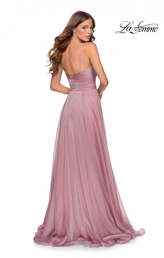 Picture of: Chiffon Prom Dress with Pleated Bodice and Pockets in Mauve, Style: 28611, Detail Picture 4