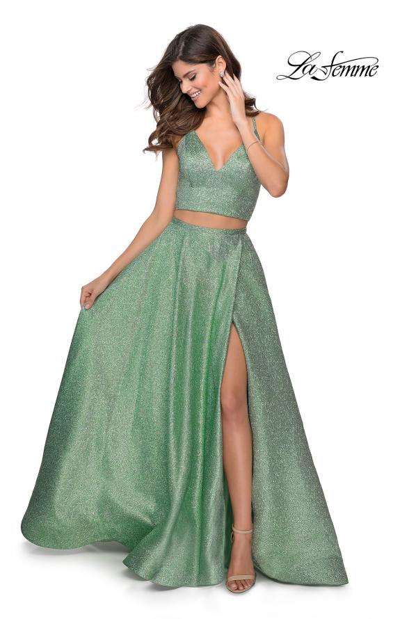 Picture of: Two Piece Shimmer Prom Dress with Pockets in Mint, Style: 28618, Detail Picture 1