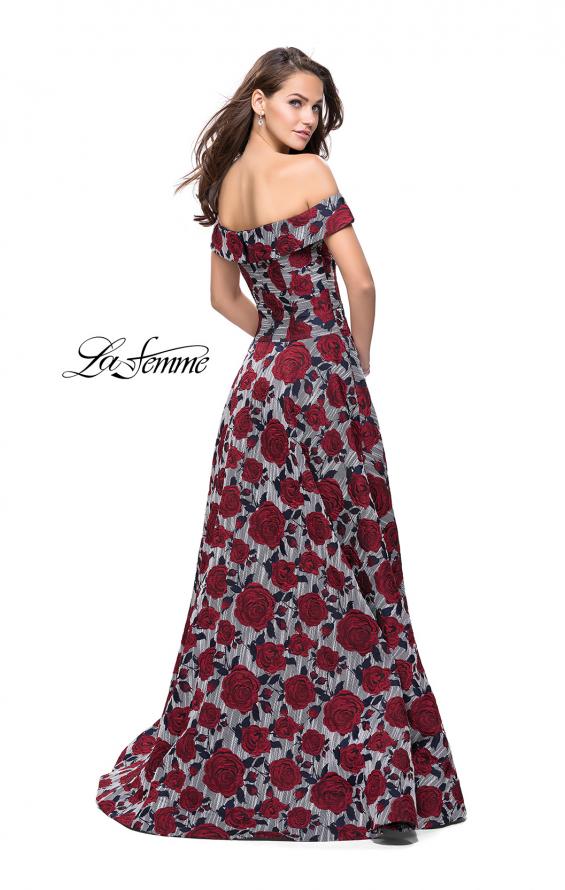 Picture of: Off the Shoulder A-line Gown with Floral Print in Multi, Style: 25790, Back Picture