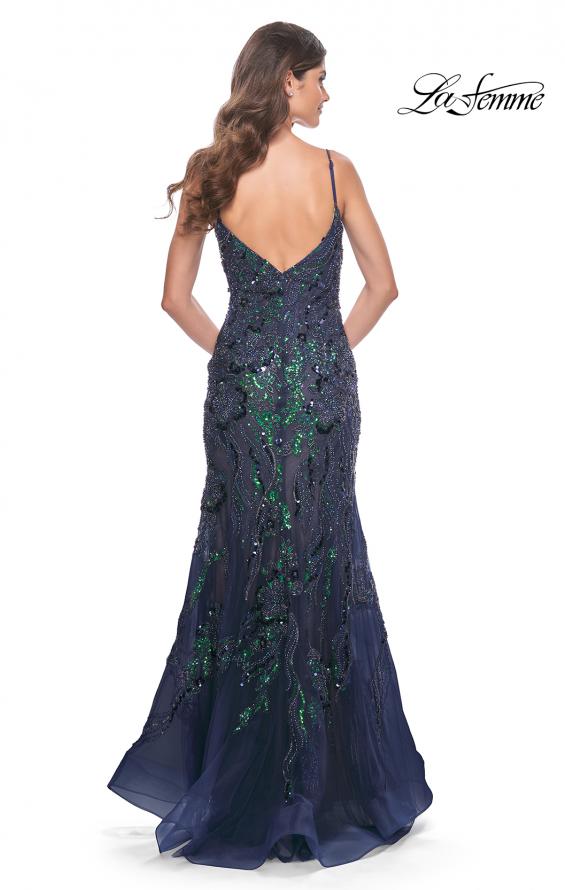 Picture of: Mermaid Sequin and Beaded Embellished Prom Dress in Navy, Style: 32049, Detail Picture 6