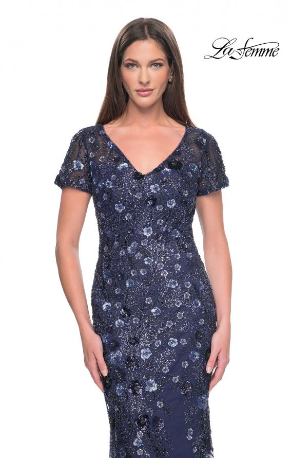 Picture of: Mother of the Bride Dress with Unique Floral Sequin Design in Navy, Style: 31779, Main Picture
