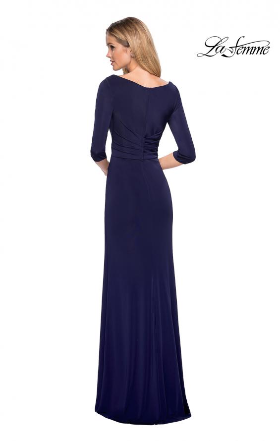 Picture of: 3/4 Sleeve Long Jersey Dress with Sweetheart Neckline in Navy, Style: 26955, Back Picture