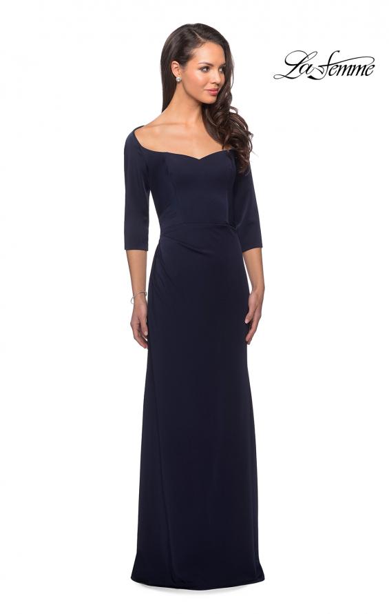 Picture of: Classic Long Dress with Three Quarter Sleeves in Navy, Style: 25148, Detail Picture 2