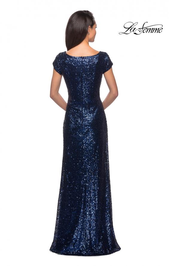 Picture of: Fully Sequined Long Dress with Short Sleeves in Navy, Style: 27079, Detail Picture 2