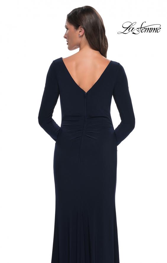 Picture of: Chic Jersey Long Dress with Ruffle Detail Skirt in Navy, Style: 30881, Detail Picture 2