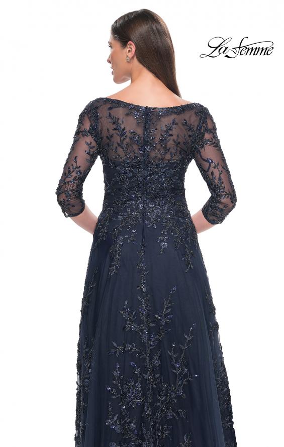 Picture of: Stunning Evening Gown with Lace Beaded Design in Navy, Style: 31719, Detail Picture 2