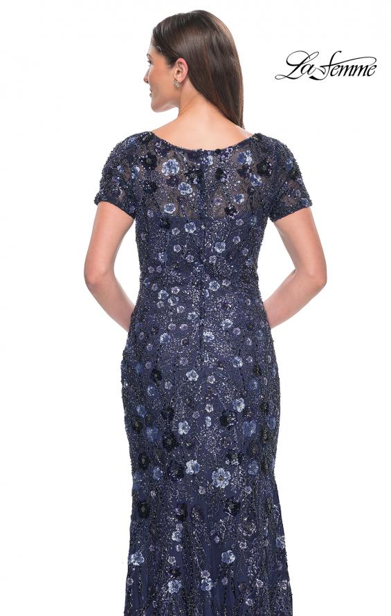Picture of: Mother of the Bride Dress with Unique Floral Sequin Design in Navy, Style: 31779, Detail Picture 2