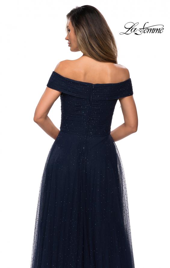 Picture of: Tulle Off the Shoudler A-line Dress with Rhinestones in Navy, Style: 28051, Detail Picture 4