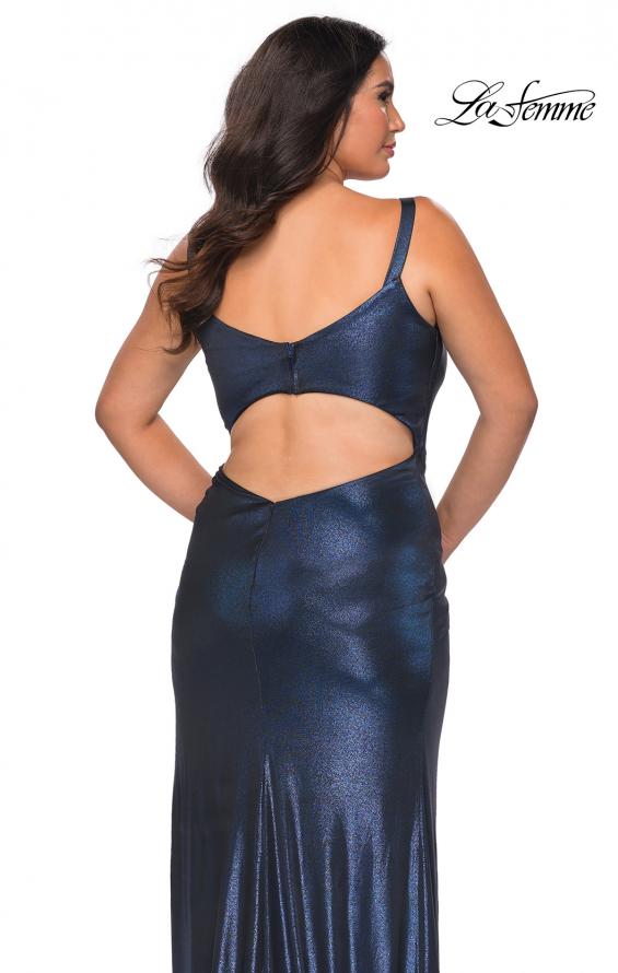 Picture of: Metallic Plus Size Dress with Cut Out Open Back in Navy, Style: 29053, Detail Picture 2