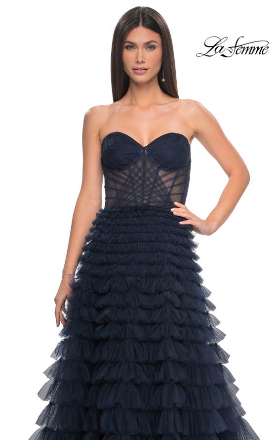 Picture of: A-Line Ruffle Tulle Prom Dress with Sweetheart Top in Navy, Style: 32283, Detail Picture 8