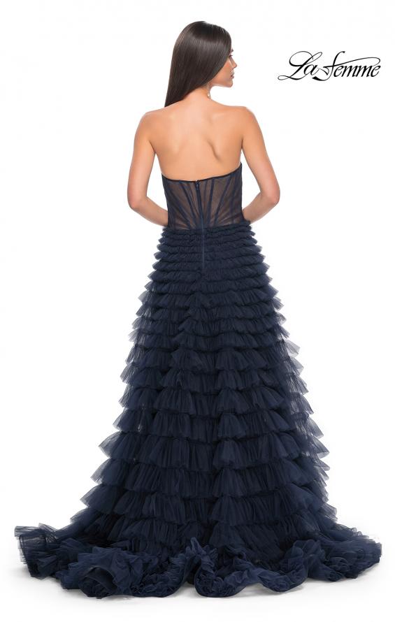 Picture of: A-Line Ruffle Tulle Prom Dress with Sweetheart Top in Navy, Style: 32283, Back Picture