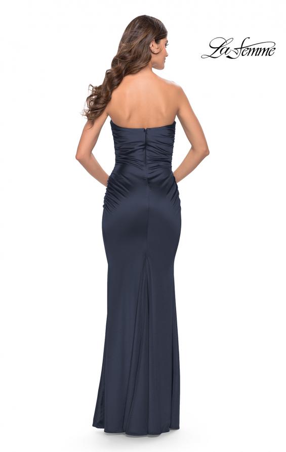 Picture of: Chic Strapless Liquid Jersey Gown with Ruching in Navy, Style: 31189, Detail Picture 20