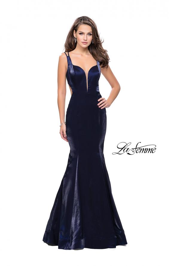 Picture of: Form Fitting Mermaid Prom Dress with Side Cut Outs in Navy, Style: 25813, Detail Picture 1