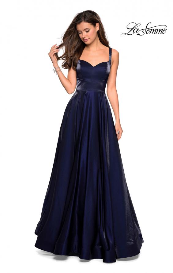 Picture of: Sweetheart Neckline Satin Long Prom Gown in Navy, Style: 27227, Detail Picture 1