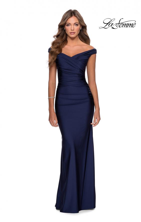 Picture of: Off the Shoulder Prom Dress with Sweetheart Neckline in Navy, Style: 28450, Detail Picture 2