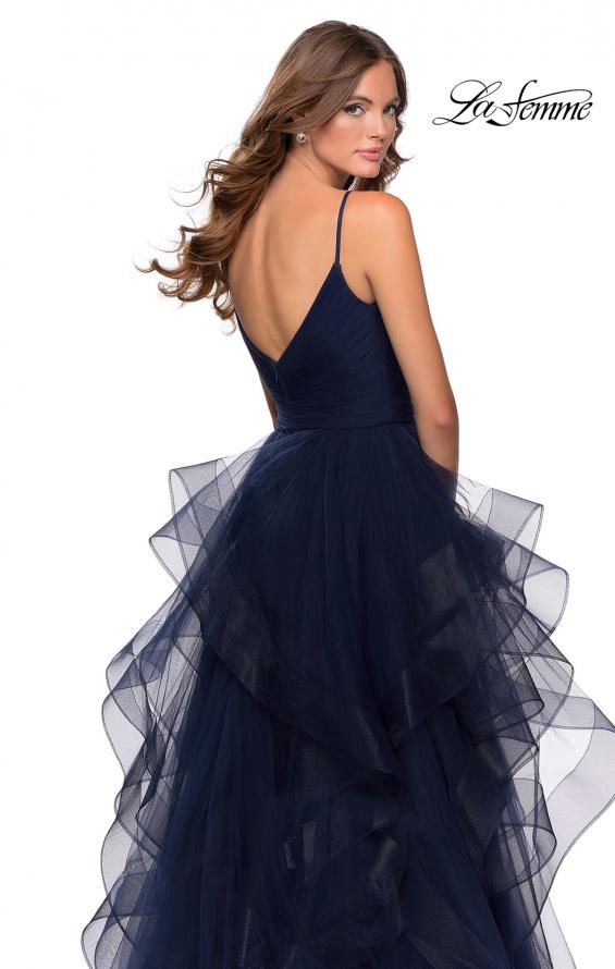 Picture of: Layered Tulle Prom Dress with V Shaped Neckline in Navy, Style: 28502, Detail Picture 2