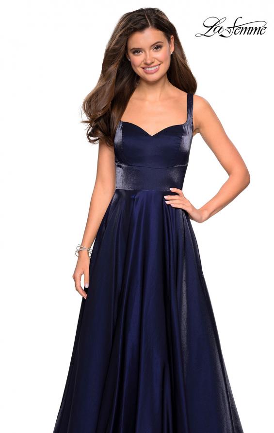 Picture of: Sweetheart Neckline Satin Long Prom Gown in Navy, Style: 27227, Detail Picture 4