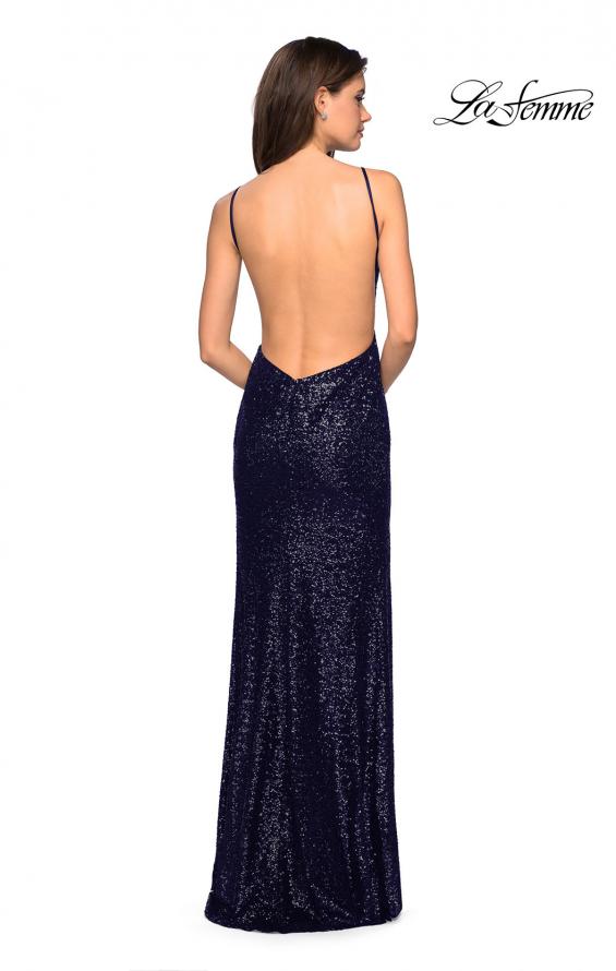 Picture of: Sparkling Fully sequin Prom Gown with Exposed Back in Navy, Style: 27585, Detail Picture 4