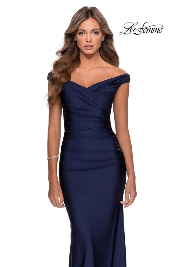 Picture of: Off the Shoulder Prom Dress with Sweetheart Neckline in Navy, Style: 28450, Detail Picture 7