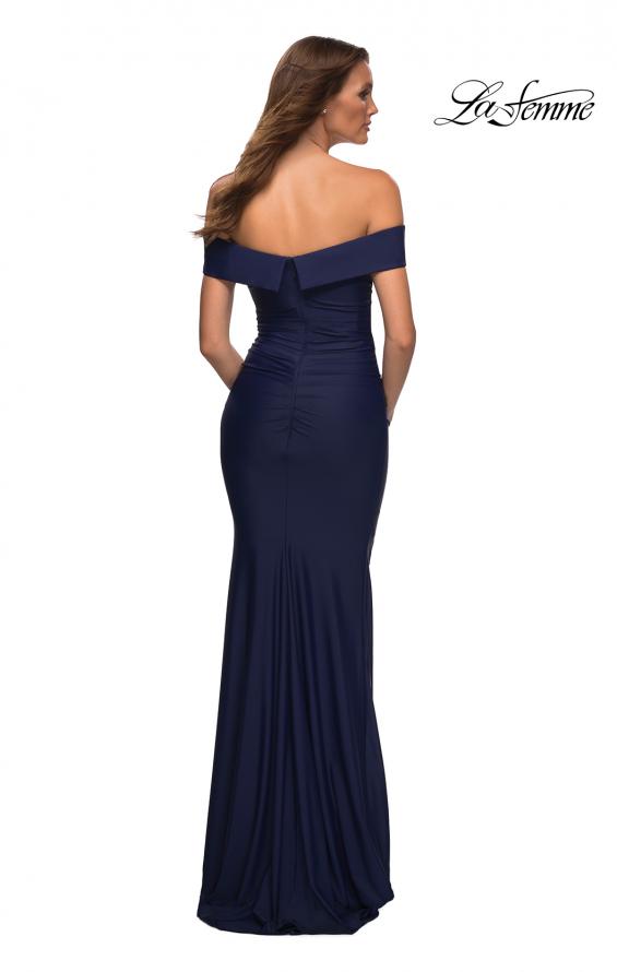 Picture of: Off the Shoulder Elegant Long Evening Gown in Navy, Detail Picture 7