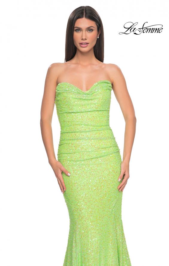 Picture of: Strapless Sweetheart Mermaid Sequin Prom Gown in Neon Green, Style: 32092, Detail Picture 5