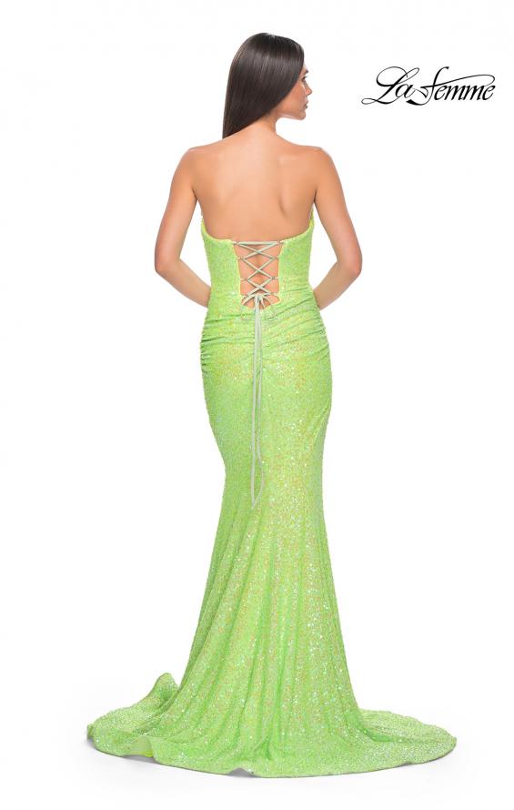 Picture of: Strapless Sweetheart Mermaid Sequin Prom Gown in Neon Green, Style: 32092, Detail Picture 7