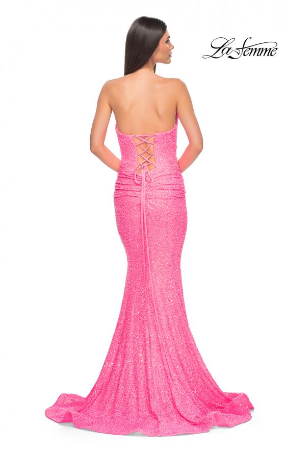 Picture of: Strapless Sweetheart Mermaid Sequin Prom Gown in Neon Pink, Style: 32092, Detail Picture 10