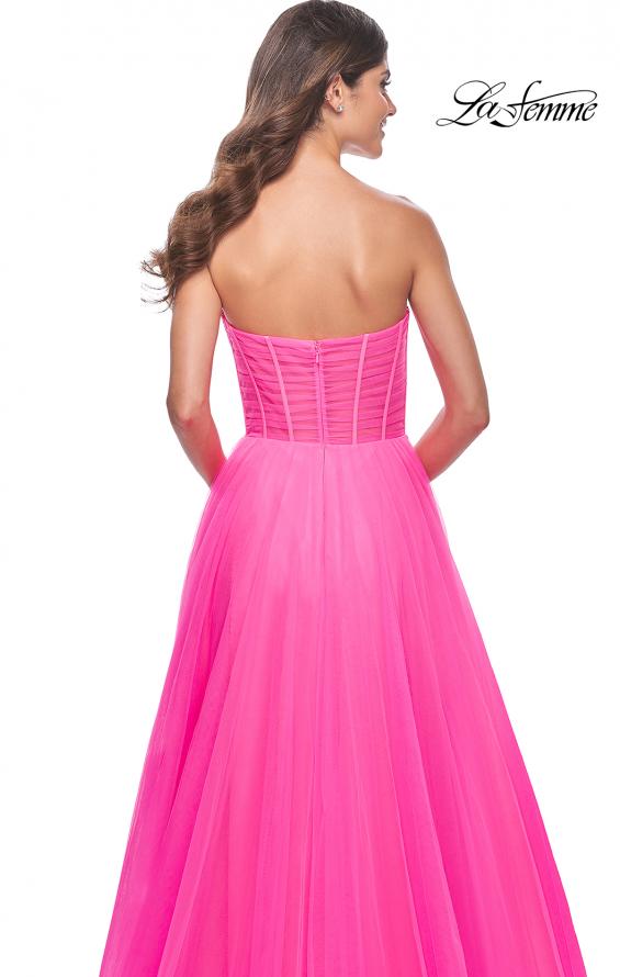 Picture of: Neon Strapless Sweetheart A-Line Corset Prom Dress in Neon Pink, Style: 32341, Detail Picture 2
