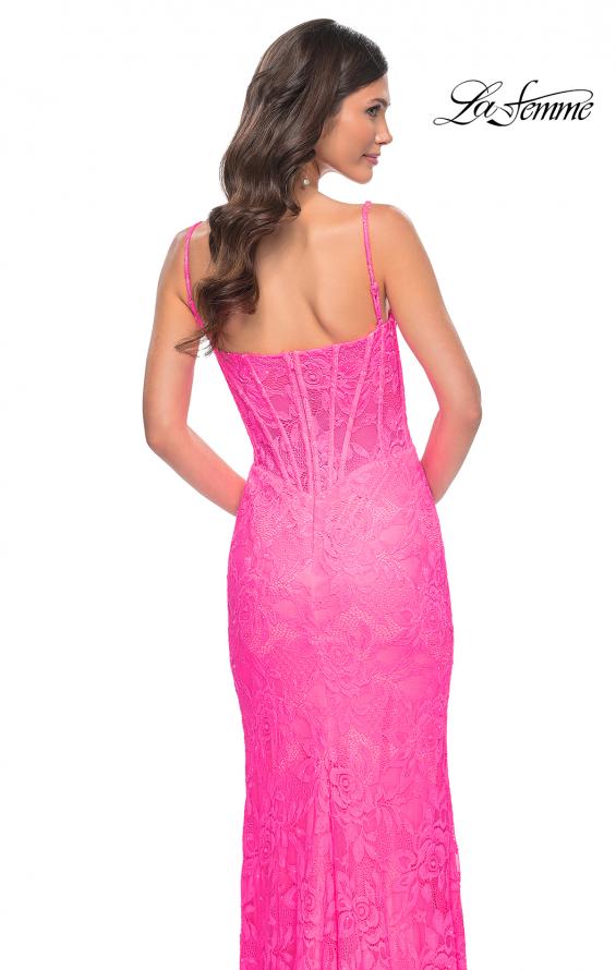 Picture of: Stretch Lace Prom Dress with Boning Detail on Bodice in Pink, Style: 32423, Detail Picture 2