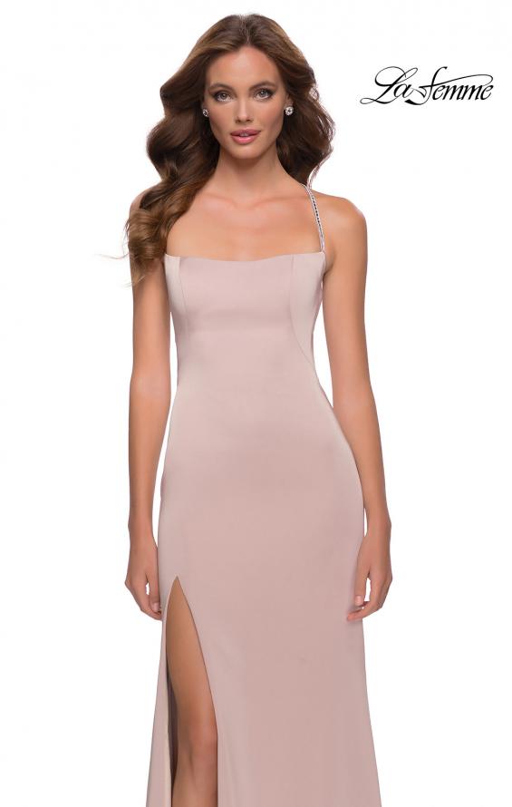 Picture of: Jersey Dress with Beaded Rhinestone Straps in Nude, Style 29720, Detail Picture 1