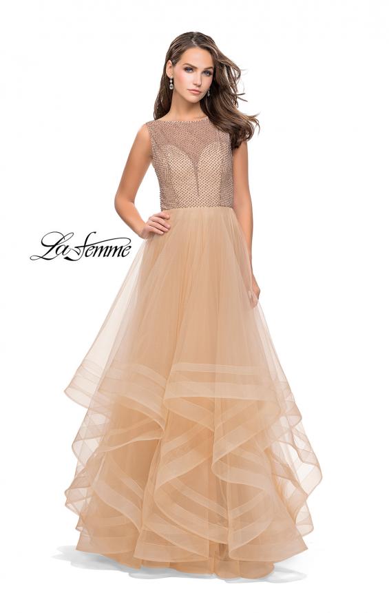 Picture of: Ball Gown with Ruffle Tulle Skirt and Beading in Nude, Style: 25620, Detail Picture 2