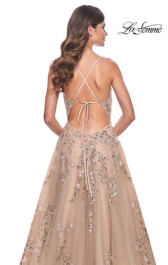 Picture of: Gorgeous Sequin Beaded Floral A-Line Tulle Dress in Nude, Style: 32052, Detail Picture 2