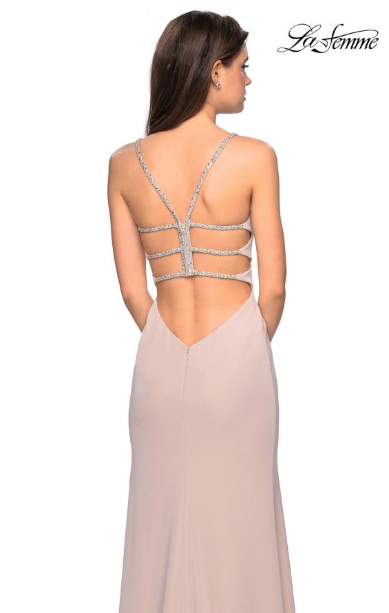 Picture of: Simple Long Prom Dress with Strappy Beaded Back in Nude, Style: 27089, Detail Picture 2
