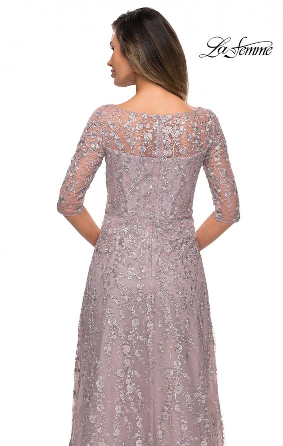 Picture of: Floor Length Floral Dress with Three Quarter Sleeves in Orchid, Style: 27981, Detail Picture 2