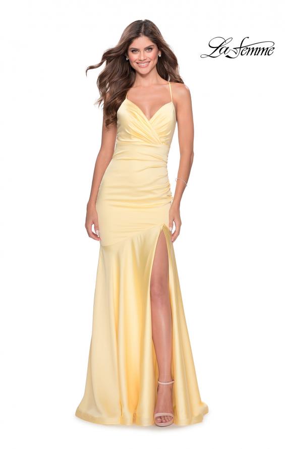 Picture of: Prom Dress with Ruching and Sweetheart Neckline in Pale Yellow, Style: 28720, Main Picture